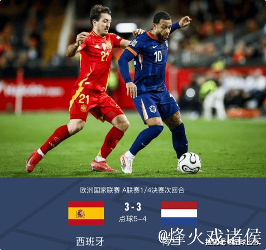 欧国联：西班牙加时战平荷兰3-3，点球大战5-4挺进四强